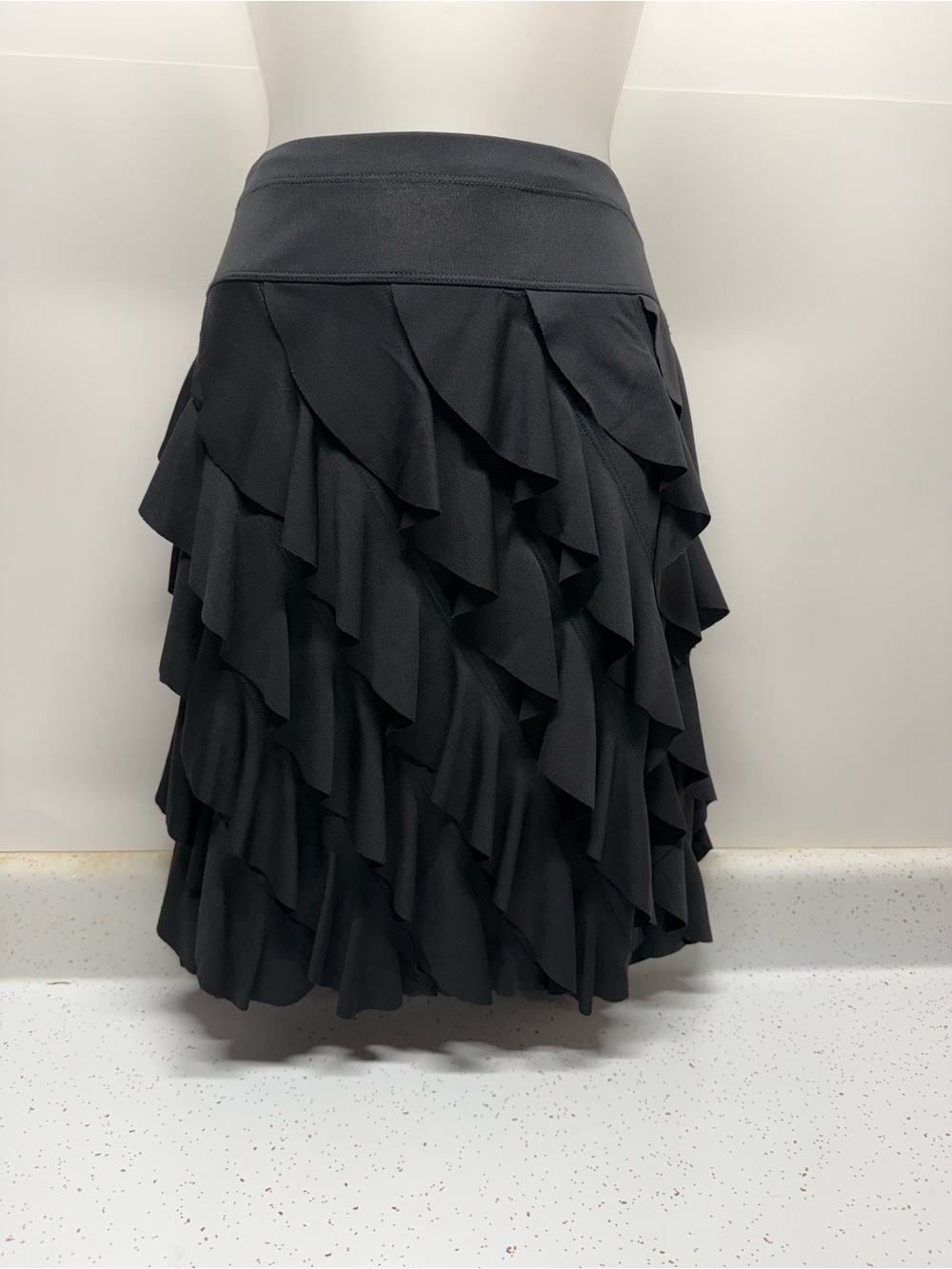 INC International Concepts Black Tiered Ruffle Mini Skirt